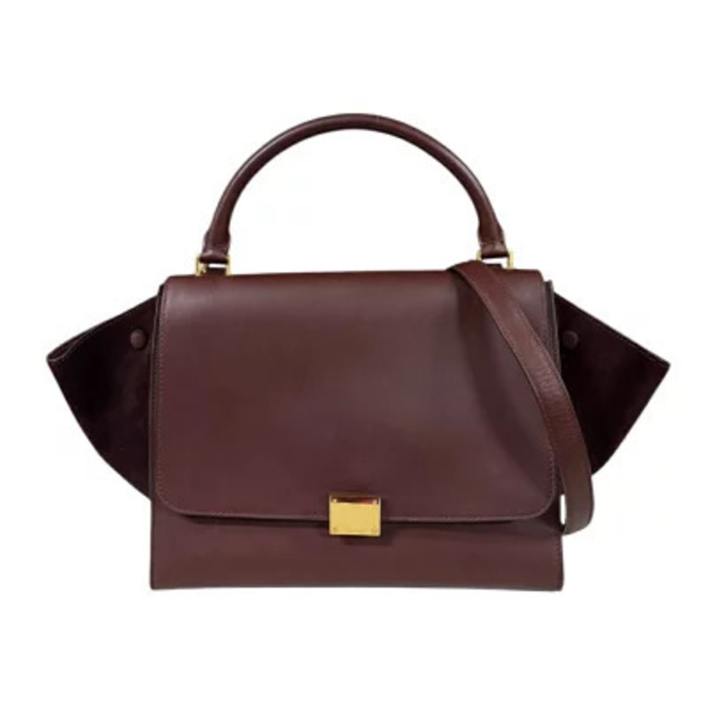 Celine Trapeze Shoulder Bag Leather Red